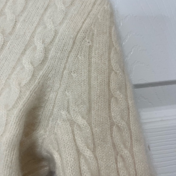 Lauren Ralph Lauren White 💯 Cashmere Cable Knit Sweater P/M - Picture 6 of 12